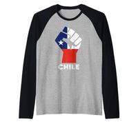 Chile Chilean Roots Chilean Pride Handfist Chilean Flag Raglan Baseball Tee