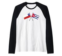 Chile Cuba Crossed Flags Chilean Cuban Heritage Raglan Baseball Tee