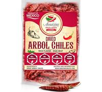 Chile De Arbol 10oz - Dried Whole Red Chili Peppers, Premium All Natural Stemless, Resealable Bag. Use in Mexican, Chinese and Thai Dishes. Spicy Hot Heat Full of Flavor.…