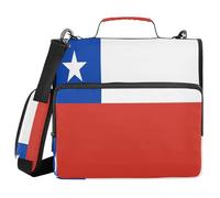 Chile Flag Chilean Blue Red 3 Ring Zipper Organizer With Shoulder Strap And Handle Easy To Carry Portable Home Travel Safe Storage Bag For