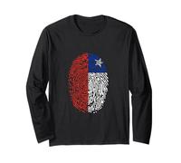 Chile Flag Fingerprint Artwork National Identity and Pride Long Sleeve T-Shirt