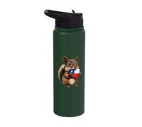 Chile Flag Heart Squirrel Chilean Pride Chilean Roots Stainless Steel Insulated Water Bottle