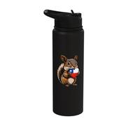 Chile Flag Heart Squirrel Chilean Pride Chilean Roots Stainless Steel Insulated Water Bottle