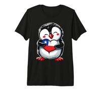 Chile Flag Penguin Heart Chilean Flag Chilean Roots Pride Premium T-Shirt