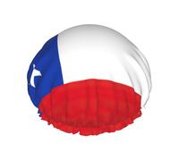 Chile Flag Print Double Layer Reusable Shower Cap Lightweight And Soft Bath Cap For Women