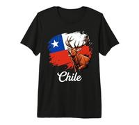 Chile Flag Roaring Stag National Pride Design Premium T-Shirt