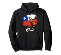 Chile Flag Roaring Stag National Pride Design Pullover Hoodie