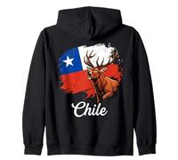 Chile Flag Roaring Stag National Pride Design Zip Hoodie