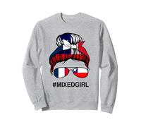 Chile France Flag Chilean French Messy Bun Sweatshirt