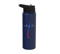 Chile Map with Chilean Flag Stainless Steel Insulated Water Bottle