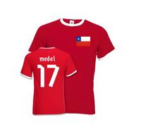 Chile Men's Mens Gary Medel Ringer Tee in Red | Size: Small Chile Red S