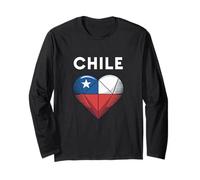 Chile Pride Geometric Heart Flag Chilean Long Sleeve T-Shirt