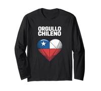 Chile Pride Orgullo Chileno Geometric Heart Flag Chilean Long Sleeve T-Shirt
