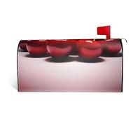 Chilean Cherries It is a Waterproof Fabric Mailbox Cover with a Print on one Side and a Curved Opening on one Side.