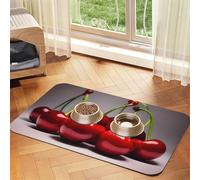 Chilean cherries Pet Absorbent Leather Placemat 30x45cm Beautiful Design Cat and Dog Bowl Mat Portable Storage