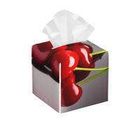 Chilean cherries Print Leather Tissue Box Cover - Foldable Organizer for Bathroom, Living Room, Office, Car - Easy Storage