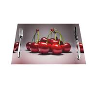 Chilean cherries Woven placemat 1 PC Heat Resistant Non-Slip Place mats for Dining Washable Durable PVC Table Mats.