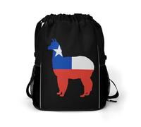 Chilean Flag Alpaca Gym Bag with Shoe Compartment 30L Backpack | Personalised Drawstring Bags for Men Women Workout Travel Water Resistant String Backpack