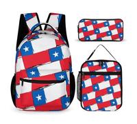 Chilean Flag Or Banner Printed Dayback Set with Lunch Bag And Pencil Case Lightweight Classic Backpack Set 3pcs