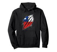 Chilean Flag Ripped Design Patriotism Pullover Hoodie