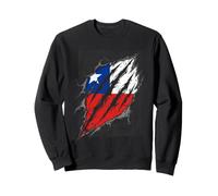 Chilean Flag Ripped Design Patriotism Sweatshirt