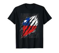 Chilean Flag Ripped Design Patriotism T-Shirt