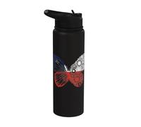 Chilean Pride Chilean Flag Butterfly Chilean Roots Chile Stainless Steel Insulated Water Bottle