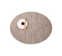 Chilewich Bamboo Placemats in Dune - Set of 4 - Easy Care Woven Tabletop Textiles - Indoor/Outdoor - 19.25" x 14" Oval