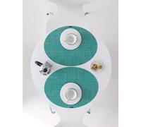 Chilewich Mini Basket Weave Oval Placemat Antibacterial Turquoise Set of 4