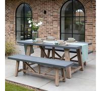 Chilford Outdoor Table and Bench Set Small Grey Slate