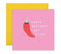 Chili Birthday Card - 'You Look So Hot' - Gifts for Gifts for Wife, Husband, Girlfriend, Boyfriend, Him, Her, Partner, Married Couples, Babe, Darling - Hottie - Comes with Fun Stickers