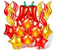 Chili Fire Foil Balloons, 20Pcs Chili Pepper Flame Aluminum Balloon for Cook Off Contest Cinco De Mayo Mexican Fiesta Birthday Party Decoration