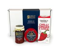Chili Lovers Gift Set With Snowdonia Red Devil Cheese, Sweet Chilli Jam and Cradocs Chilli Garlic Crackers from GREAT BRITISH TRADING