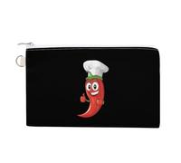 Chili Pepper Chefs Hat Portable Canvas Coin Purse Fashion Pencil Case Travel Makeup Bag