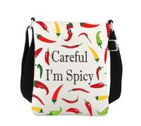 Chili Pepper Crossbody Bag Hot Chilli Gifts Spicy Food Lover Gift Careful I'm Spicy Peppers With Adjustable Strap Sling Bag