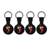 Chili Pepper Fire Cute Keychain Holder Case Soft GPS Tracker Cover Silicone Shell Protective Compatible for AirTag