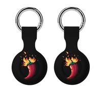 Chili Pepper Fire Cute Keychain Holder Case Soft GPS Tracker Cover Silicone Shell Protective Compatible for AirTag