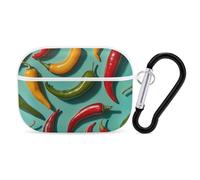 Chili Pepper Image Airpod Pro Case AirPods 2 Case for Women Hard Shell Protective Cover with Carabiner Keychain Compatible with AirPods Case 2nd 1st Generation, Front LED Visible White
