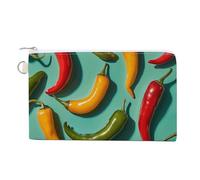 Chili Pepper Image Coin Purse Canvas Change Pouch with Zipper Small Cosmetic Organizer Bag Women Wallet for Car Keys, Credit Cards, Cash, Lipstick, Chili Pepper Image, One Size
