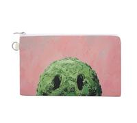 Chili Pepper Image Coin Purse Canvas Change Pouch with Zipper Small Cosmetic Organizer Bag Women Wallet for Car Keys, Credit Cards, Cash, Lipstick, Green Smiley Face, One Size