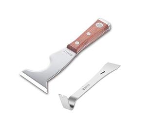 CHILI Tools 7/8" Wide Mini Pry Bar With Flat End + CHILI Tools 5 IN 1 Paint Scraper With Wooden Handle Hammer End (Paint Scraper & Mini Pry Bar)