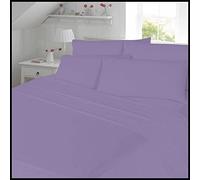 CHILIMILII 100% Brushed Cotton 4 Piece Flannel Sheet Set,Flat Sheet, Fitted Sheet with 2 Pillowcases, Brushed For Extra Softness, Warm,Easy Care Thermal Flannelette Sheet set (Lilac, Double)