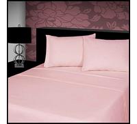 CHILIMILII 100% Brushed Cotton 4 Piece Flannel Sheet Set,Flat Sheet, Fitted Sheet with 2 Pillowcases, Brushed For Extra Softness, Warm,Easy Care Thermal Flannelette Sheet set (Pink, Double)