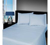 CHILIMILII 100% Brushed Cotton 4 Piece Flannel Sheet Set,Flat Sheet, Fitted Sheet with 2 Pillowcases, Brushed For Extra Softness, Warm,Easy Care Thermal Flannelette Sheet set (Lt.Blue, Double)