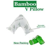 Chilimilii Bamboo V Pillows Memory Foam Filled Orthopaedic Pregnancy Neck Back Support Body Pillow