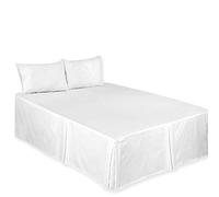 CHILIMILII Base Valance Bed Sheet Pleated-Poly Cotton Fitted Bed Skirt- Wrinkle-Free, Easy Fit, Machine Washable - Fits Under the Mattress - Base Bed Skirt with a 40cm Drop (White, Super King)