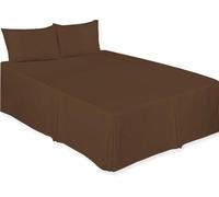 CHILIMILII Base Valance Bed Sheet Pleated-Poly Cotton Fitted Bed Skirt- Wrinkle-Free, Easy Fit, Machine Washable - Fits Under the Mattress - Base Bed Skirt with a 40cm Drop (Chocolate, Double)