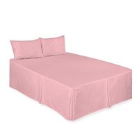 CHILIMILII Base Valance Bed Sheet Pleated-Poly Cotton Fitted Bed Skirt- Wrinkle-Free, Easy Fit, Machine Washable - Fits Under the Mattress - Base Bed Skirt with a 40cm Drop (Pink, King)