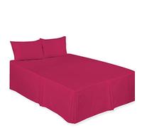 CHILIMILII Base Valance Bed Sheet Pleated-Poly Cotton Fitted Bed Skirt- Wrinkle-Free, Easy Fit, Machine Washable - Fits Under the Mattress - Base Bed Skirt with a 40cm Drop (Fuchsia, King)