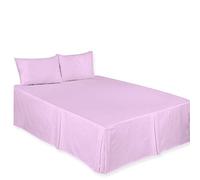 CHILIMILII Base Valance Bed Sheet Pleated-Poly Cotton Fitted Bed Skirt- Wrinkle-Free, Easy Fit, Machine Washable - Fits Under the Mattress - Base Bed Skirt with a 40cm Drop (Lilac, Super King)